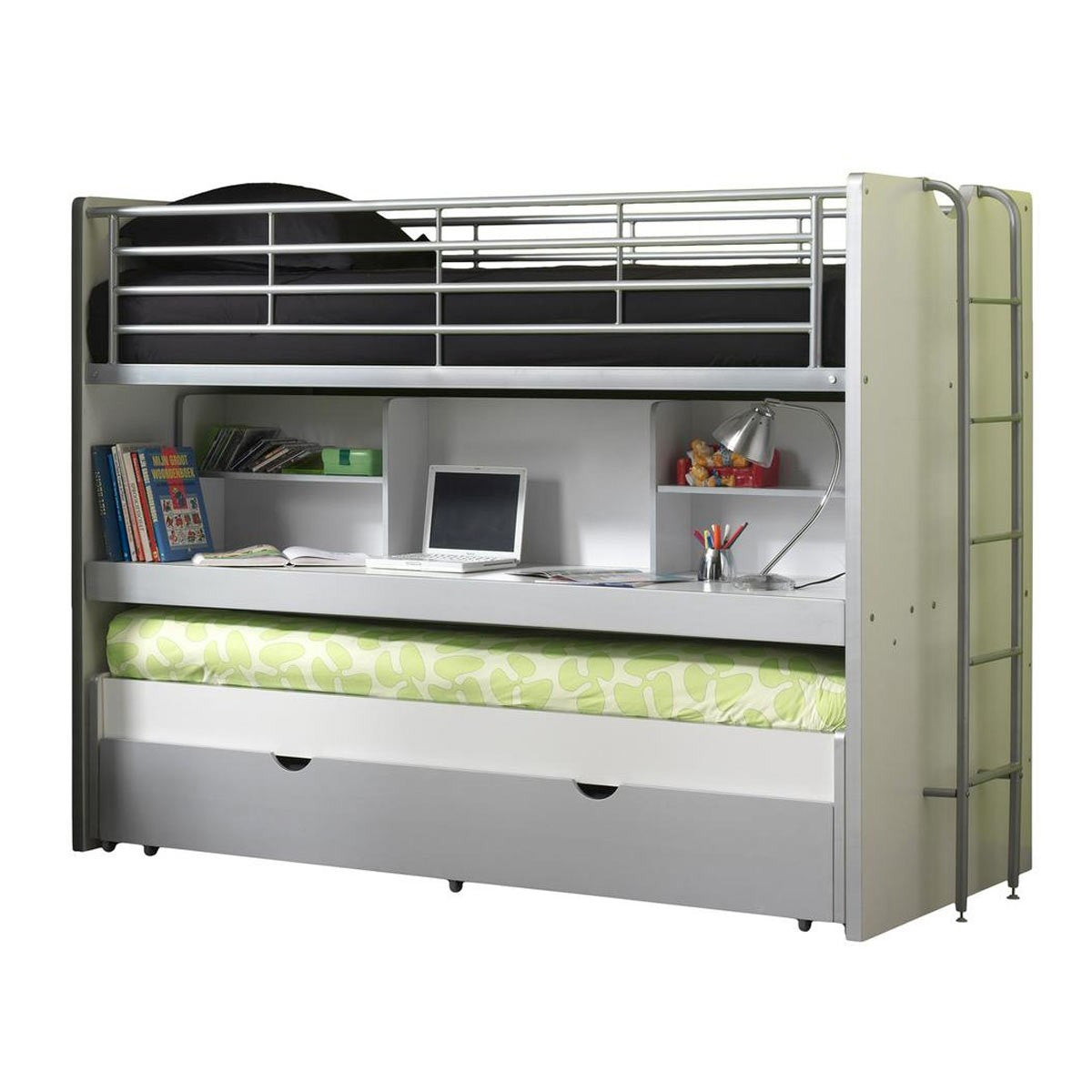 Lit Superposé avec Bureau & Rangements Intégrés